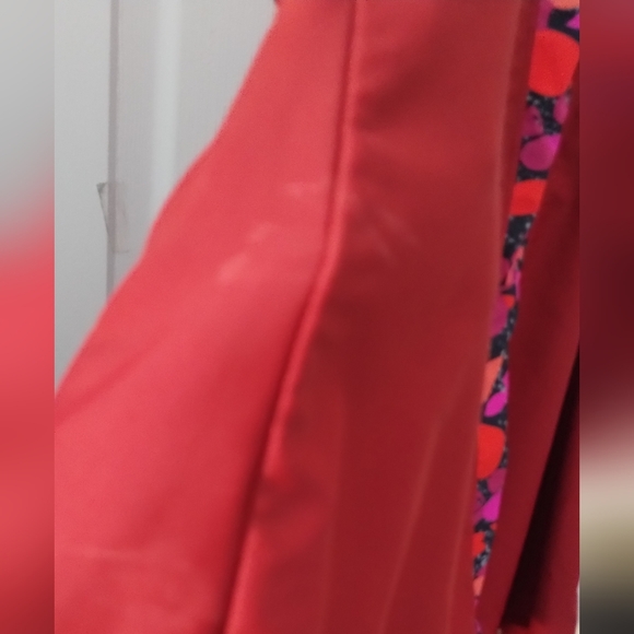 Plus Size Red/Patterned Racer Back Swim Top - Picture 8 of 12